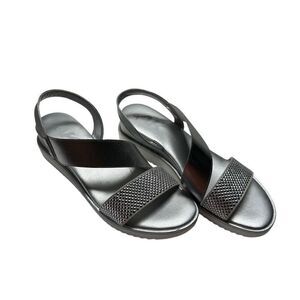 AK SPORT Anne Klein Silver Sparkle Sandals Size 10